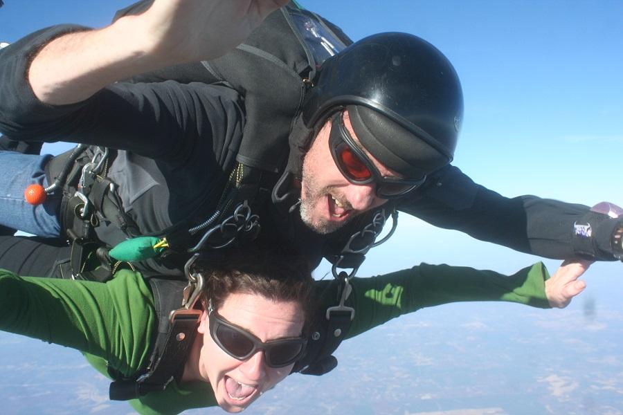 After being pushed out of a plane at 14,000 feet, English teacher Ashley Collins plummets downward toward Cedartown, Georgia with her tandam instructor Johan, just minutes from finding out the fateful end of her perilous drop.