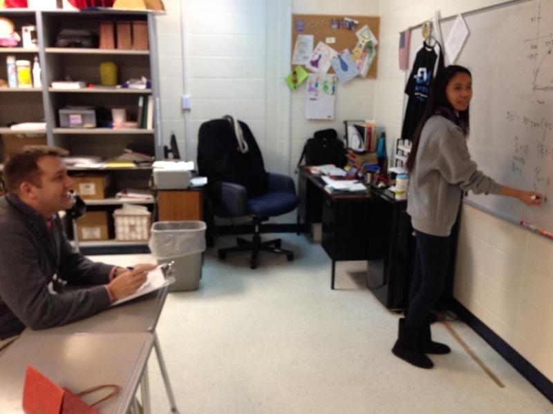 Senior Vivian Nguyen turns the table on her AP BC Calculus teacher J.B. Campbell as she teaches him something new. 