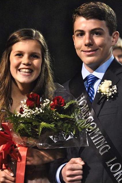 Freshmen Jonathan Baxter and Sabrina Greco are all smiles after receiving their titles as Lord and Lady.