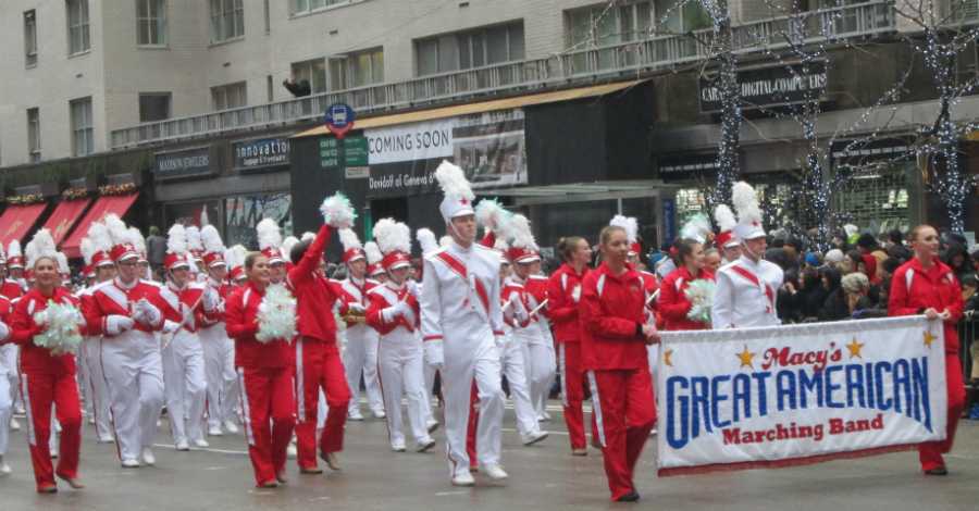 Sophomore Adam Warner marches with the Great American Band in New York City for the Macy's Thanksgiving Day Parade.