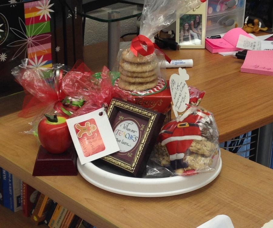 Various teachers at the Mill accumulated gifts throughout the school days before exams. 