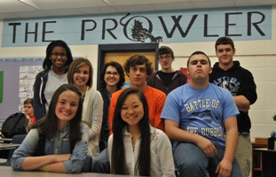 Several members of the newspaper staff  decided to return to the journalism class next year. They are (from left front row) Spencer Dawson,  Yuri-Grace Ohashi.  (Second row) Erin Schilling, Brayden Jenks and Dylan Hynson. (Third row) Taylor Miligan, Faith Terry,  Colin Lohman and Jack Fletcher. 