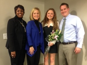 Principal Audrey Toney (from left), guidance counselor Connie Patterson, STAR Student Emma Wernecke, and History teacher Whitt Jones gathered at the Fayette County Chamber of Commerce for the county-wide STAR Student and Teacher recognition dinner. 