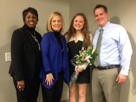 Principal Audrey Toney (from left), guidance counselor Connie Patterson, STAR Student Emma Wernecke, and History teacher Whitt Jones gathered at the Fayette County Chamber of Commerce for the county-wide STAR Student and Teacher recognition dinner. 