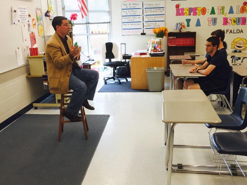 State Court Judge Jason Thompson speaks to Interact Club members giving them advice on volunteering and information about internship opportunities. 