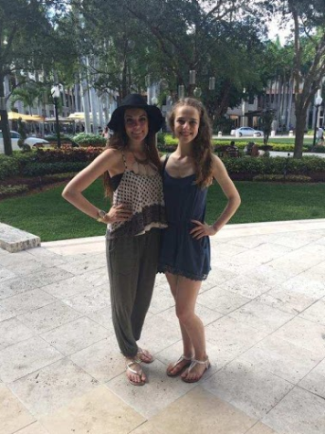 Christina Hubeli and Abby Caldwell take a photo to celebrate their first of 35 days in Miami.
