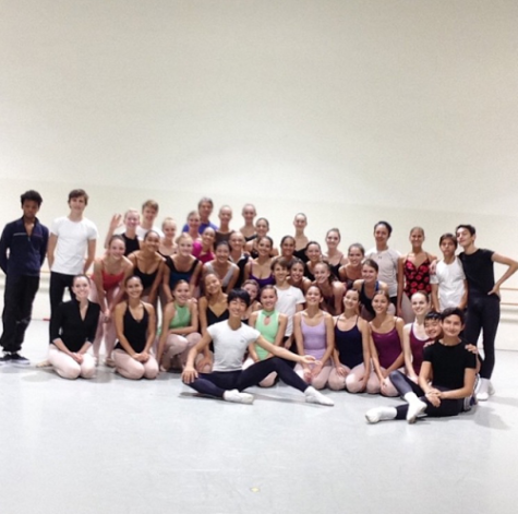 Christina Hubeli and other Miami City Ballet summer program dancers commemorate their last day together with a picture of the entire group.