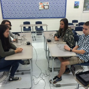 Varsity academic team members practice in Nancy Close’s room  8 a.m. on Friday for their next meet.