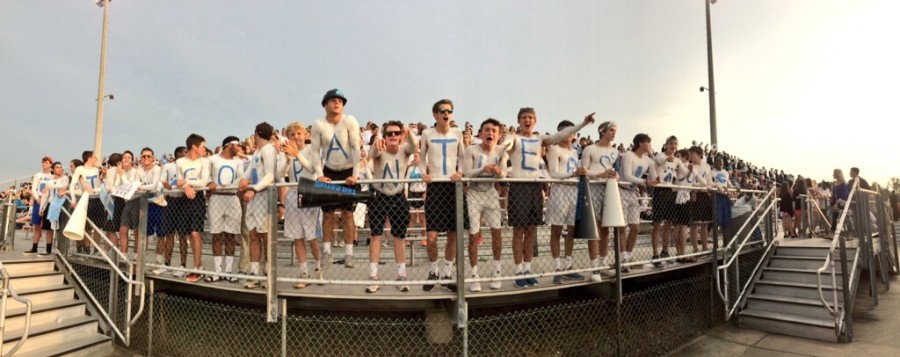 The senior class paints up in white for the Whitewater game on Aug. 28. These tailgaters always claim their spots at the front of the student section, ready to cheer for the Panthers and pump up the crowd.