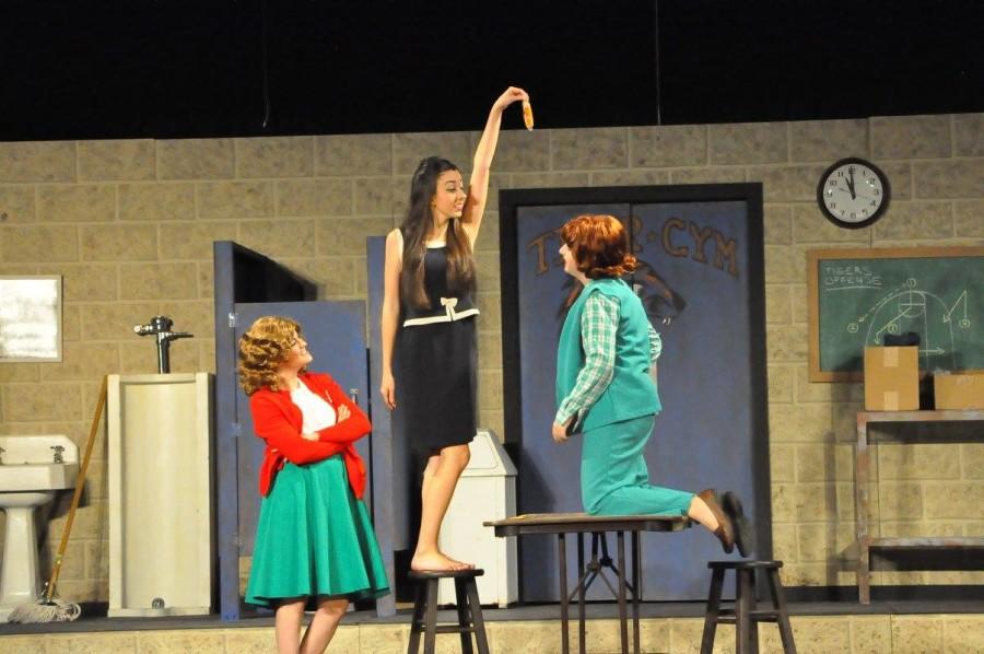 Characters Shelby and Wilma taunt Butch with a Twinkie during the senior cast performance. These two played off of each other well, showing their friendship through subtle body language and well-rehearsed lines.