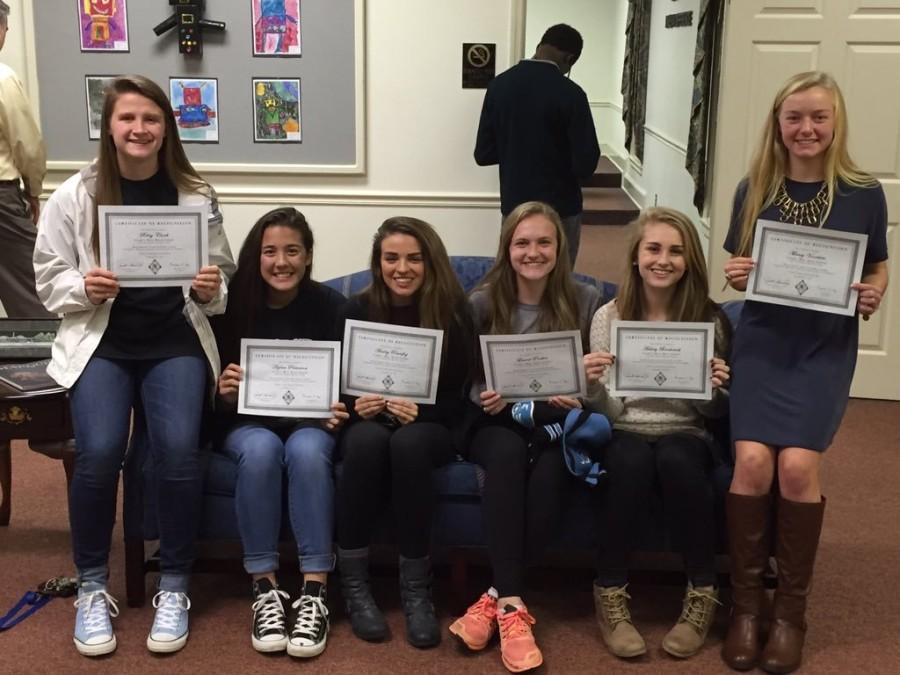 Nov. 16, 2015 - The Starr’s Mill girls soccer team receives the 2015 NSCAA Academic Team Award with a 3.81 overall GPA.  Recipients included: Ashley Broderick, Riley Clark, Laurel Parker, Dylan Patterson, Ansley Peurifoy, and Macey Voorhies.