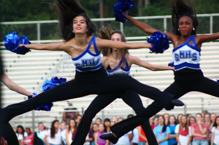 The Pantherettes dance team preps for competition season by performing before every home varsity football game. 