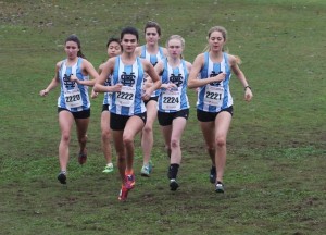 Nov. 7, 2015 - The Lady Panthers run some warm-ups prior to their race in the state meet.  Freshman Mary Vali (not pictured) placed first on the team and sixth overall with a time of 20:43.23 in the 5,000 meter race.