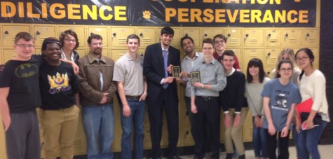 Feb. 13, 2016 - The speech and debate team poses together after their performance at Valdosta High School. Three members display the plaques they earned after qualifying for the national tournament held in Salt Lake City this June.