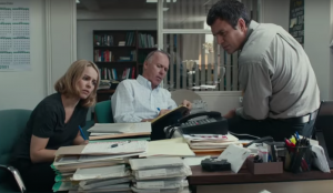 Journalists Sacha Pfeiffer (Rachel McAdams), Walter Robinson (Michael Keaton), and Mike Rezendes (Mark Ruffalo) collaborate together to prepare a newspaper article that will expose abuse in the Catholic Church. Despite the reality of the events in the film and the importance of its message, many moviegoers question if it was worthy of the Academy Award for Best Picture.