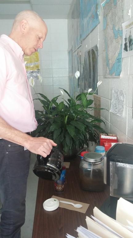 Economics teacher Mark Decourcy brews multiple pots of coffee during the school day, with a coffee station at the back of his classroom where teachers pop in and grab a mug full. Decourcy, along with many fellow teachers and students, attribute their energy and attitudes toward a morning cup of coffee, and despite the stigma of being unhealthy, coffee has many nutritional benefits. 