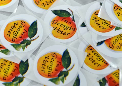 November 2, 2012: Georgia voters stickers at the Sandy Springs polling location  Friday November 2, 2012. BRANT SANDERLIN / BSANDERLIN@AJC.COM