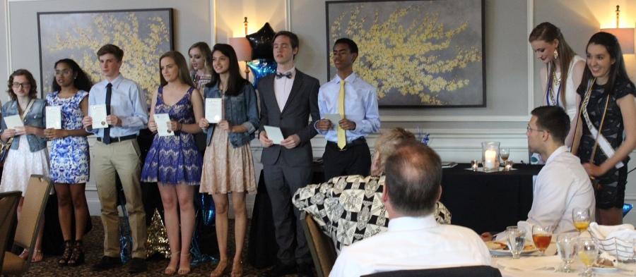 For achieving “meritorious work in theater arts,” seniors Hannah Aldinger and Danielle Johnson, juniors Kade Smith, Jillian Ruvalcaba, Madison Hagen, Chandler Cummings-McBride, and Noah McPherson, sophomores Baylor Harris and Kryston Heath, and freshmen Clarence White and McKenna Rockwell were proudly inducted into troup 6412 by reciting the thespian oath led by junior vice president Nora Bill and receiving an official certificate signed by senior president Alexa Echevarria and Drama teacher David Klein.