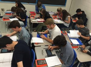 Juniors in math teacher JB Campbell’s Accelerated Pre-Calculus class experiment with the new Kindle Fires provided to the math department by the PTSO. Every year, the PTSO provides material to teachers who requests for mini-grants. 