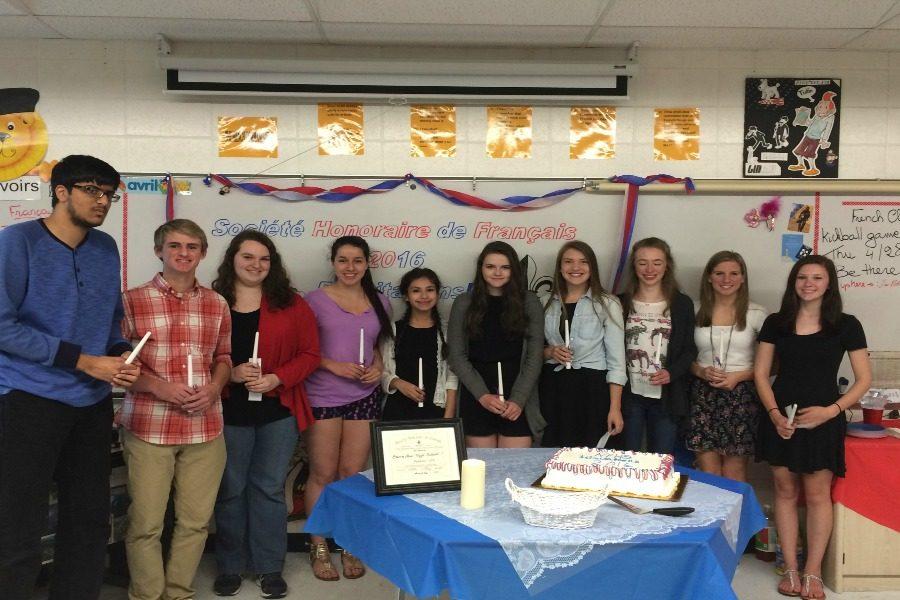 April 28, 2016- The annual French induction was held in French teacher Marie Scott’s room. Ten students were welcomed into the 2016 French Honor Society. This is a club for students who have obtained a 95 percent or higher for three consecutive semesters in French classes. 