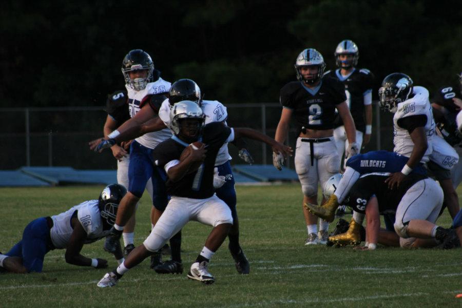 Aug. 12, 2016 - A Panther running back cuts upfield toward the end zone. The Panthers revamped their backfield this season, and plan to have a more deadly running attack than year’s past.