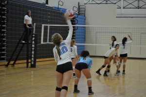 Junior Jessica Tomasello serves the ball. Against Whitewater, Starr’s Mill managed to extend the match into three games by winning the second game, but could not manage a second win, allowing Whitewater to prevail. The Lady Panthers will play again on Sept. 27 against Griffin and Fayette at Griffin at 5:30 and 6:30 p.m.