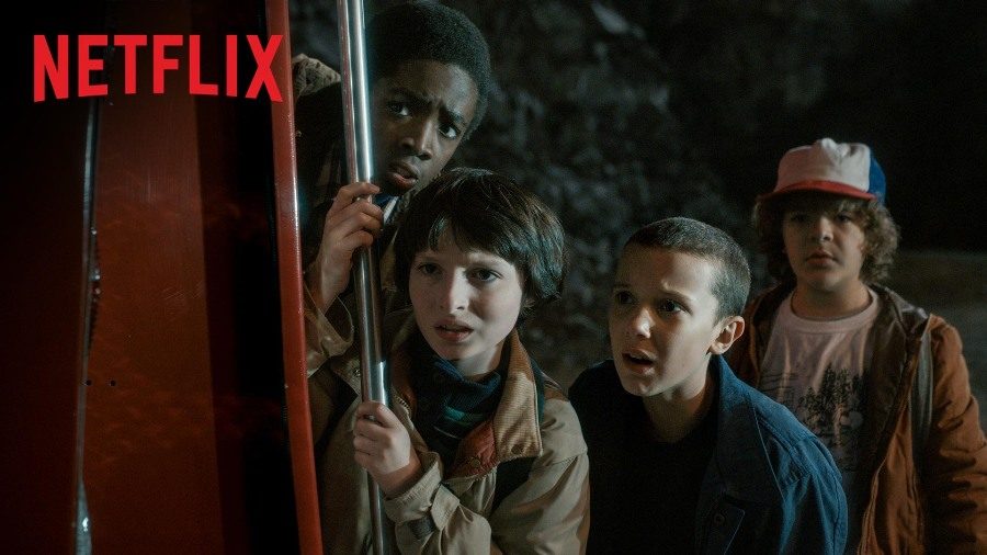 Mike Wheeler (Finn Wolfhard), Lucas Sinclair (Caleb McLaughlin), Dustin Henderson (Gaten Matarazzo), and the strange girl who goes by Eleven (Millie Bobby Brown), look on in shock at a new development in Will Byer’s disappearance. These four endearing and realistic characters kept audiences invested throughout the Netflix original series “Stranger Things”.