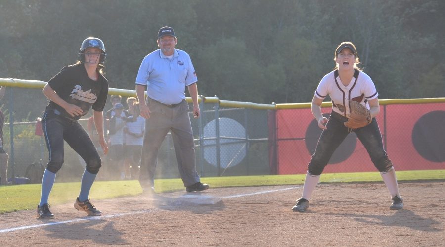 Lady Panther leads off of third base while a Lady Wildcat prepares to field a hit. The Lady Panthers faced Whitewater five times throughout the season, but could only win one of the games.  