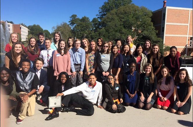 All 33 of Starr’s Mill competitors pose smiling on Clemson University’s campus. The students competed in four different languages (French, German, Spanish, American Sign Language) out of a total nine (Chinese, Italian, Japanese, Latin, Russian). This was the 44th Annual Declamation Contest and five-year director Su-i Chen said that she is “always so proud of our young generations recognition of the importance of learning a modern language to reach out to the whole world.”