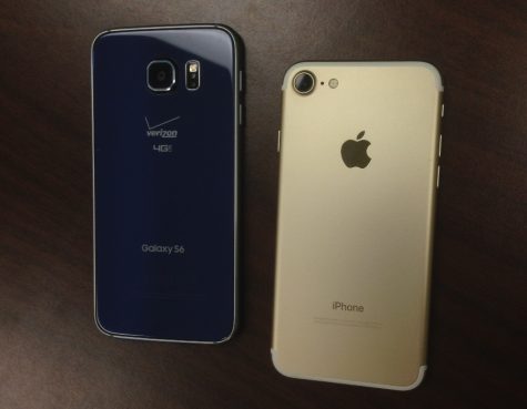 The Apple iPhone (right) and Android (left) are two of the most popular smartphones among students at Starr’s Mill. The iPhone has seen a total of 12 versions, including ‘s’, ‘c’ and ‘plus’ categories. The iPhone seven made its debut on Sept. 7, 2016 and senior Richard Smith couldn’t have been happier. “I love my phone,” Smith said.