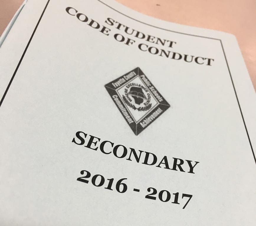 The+student+code+of+conduct+contains+all+the+rules+students+must+follow.+These+small+blue+books+are+passed+out+at+the+beginning+of+each+school+year+and+students+are+required+to+sign+a+paper+agreeing+to+all+terms+and+conditions+of+the+code.+