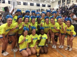 Starr’s Mill varsity cheer team poses for a picture after winning the region title. The team looks to continue their success at state this weekend.
