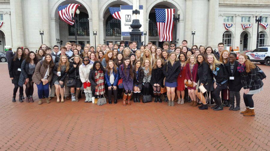 Jan. 18, 2017 - This year’s Close Up participants pose for a picture in front of Union Station before meeting with Rep. Drew Ferguson. Students who participated in this year’s close up trip had the opportunity to see the inauguration of President Donald Trump. 
