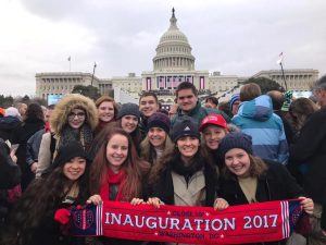 The heavy rain that was forecasted for Jan. 20 managed to hold off, giving 13 lucky Starr’s Mill ticket holders a clear view of the Capitol Building and the inauguration ceremonies for President Donald Trump.
