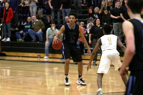 A Panther guard examines the court during the region championship game. After not making the state playoffs a year ago, the Panthers are ready to host Harris County in the first round of statewide competition.