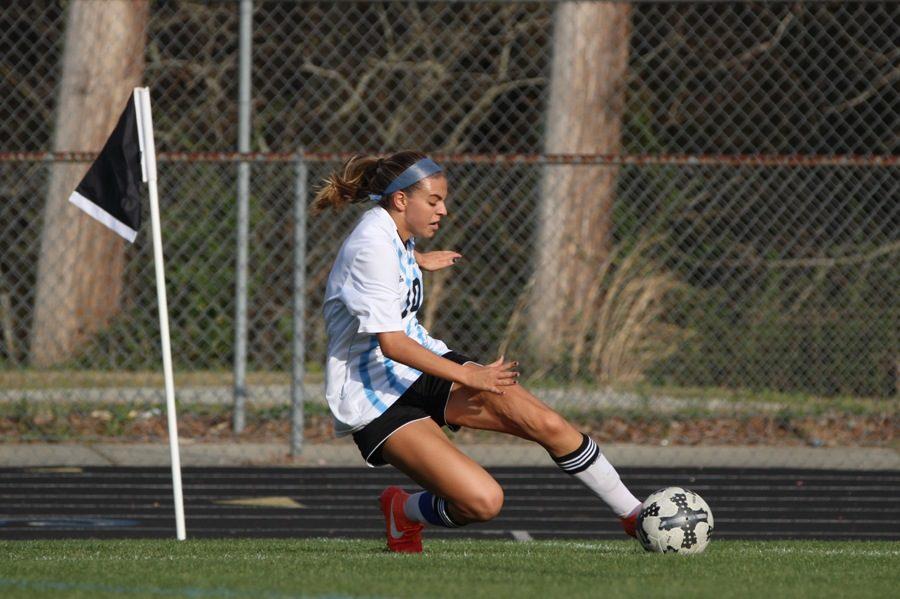 A Lady Panther sends a shot toward the goal. The Mill lost 2-1 to the East Coweta Indians in a hard fought battle.