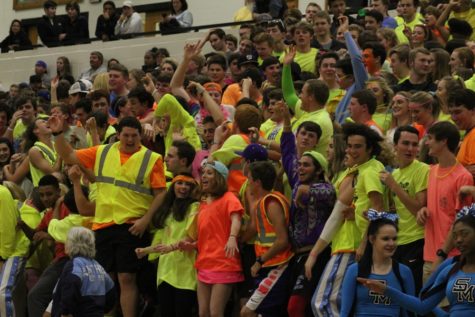 The Mill’s Maniacs, the nickname given to the Starr’s Mill basketball student section, cheer on the team against McIntosh during a regular season region match-up. During rivalry games the students follow the tradition of incorporating a theme to heighten the competitive atmosphere. 