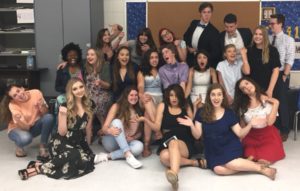 The entire Advanced Drama II class takes a picture on the seniors’ last day of high school, May 18, to capture the friendships formed and broadened love for acting from the year. For many underclassmen, the day was full of tears as seniors comforted their younger friends and shed a few tears of their own. 