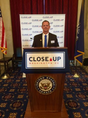 U.S. history teacher Jon Gloer at the Close Up hall of fame induction. Gloer became the fourth person ever to be inducted, and the first from Georgia.