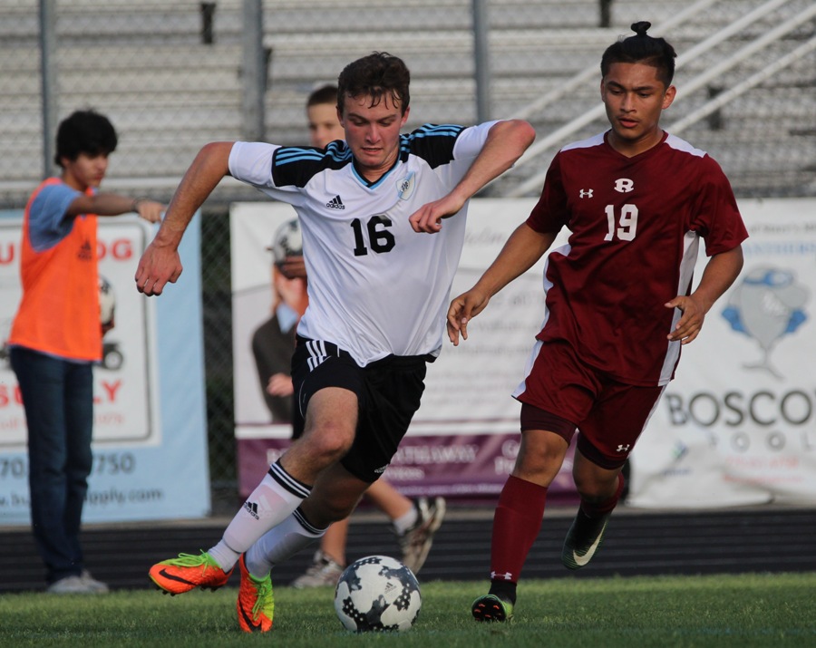 A Panther lines up for a shot from outside the box. Junior Samuel Pompeo dominated the offense, scoring three goals in the first 20 minutes.