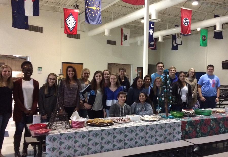 The French club hosts its annual Christmas party in the cafeteria. Le Cercle Français is a club for any student with an interest in French culture and language. The club itself is “definitely a great recruiting tool to encourage students to continue their studies of the French language,” French teacher and sponsor of the club Marie Scott said. Whether it be a club meeting or annual party, Scott seems to always enjoy “the camaraderie that develop during those times,” Scott said.