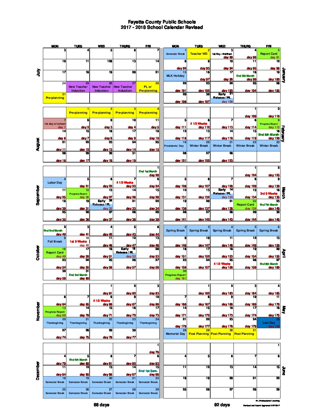 Central office modifies school calendar, adds more professional