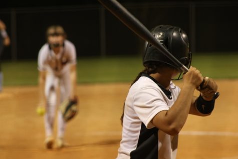 A Starr’s Mill batter stands in the box ready for the pitch. The Panthers hit the ball well, but left twelve runners stranded on base throughout the game.