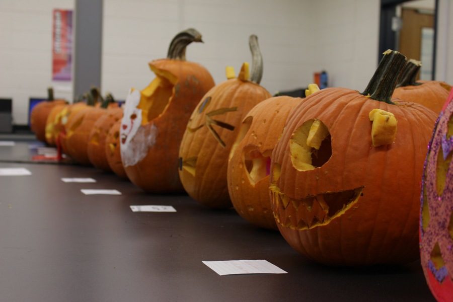 Each class period submitted five to seven pumpkins to be evaluated by their peers. The winning pumpkins were Nightmare on Sesame Street, UP!, The Falsely Accused, BOO! Snapchat me that pumpkin!, and Under the Pumpkin.
