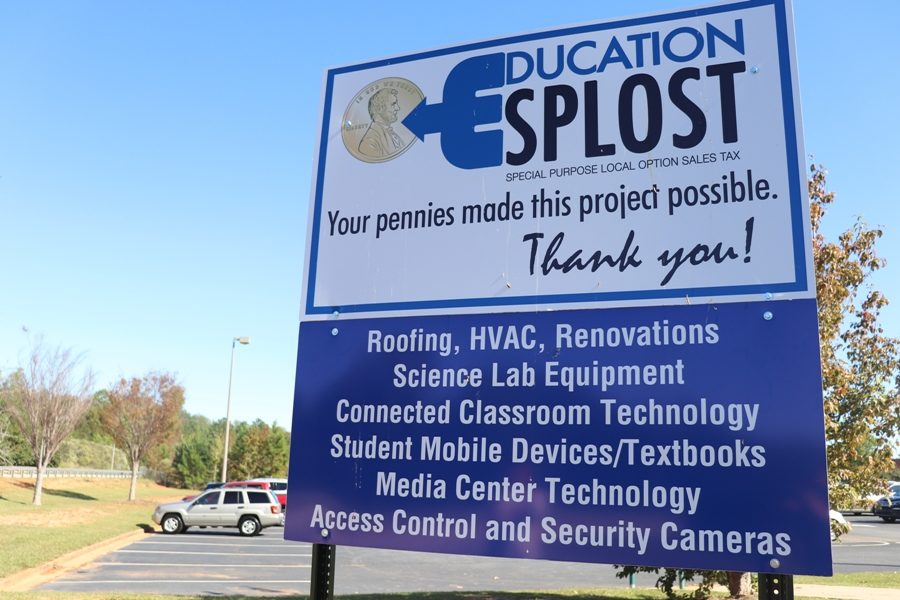 ESPLOST signs similar to this are posted outside of all Fayette County schools listing the finished school projects ESPLOST II funded. On Nov. 7, a vote will allow the passing for ESPLOST III for further projects and funding to continue. 