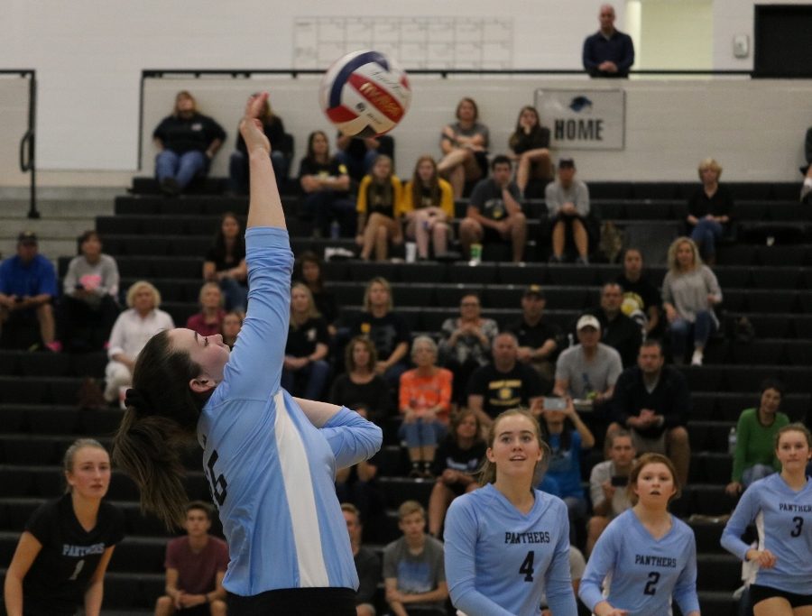 A Lady Panther hits the ball as it comes her way. The Mill defeated Harris County 3-0 in the elite eight to set up the team’s third match against McIntosh this season.