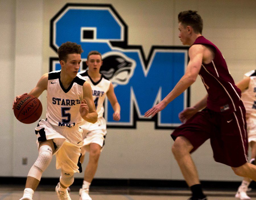 A JV Panther dribbles the ball down the court. The JV Panthers defended their home court with a 41-33 victory in an increasingly aggressive game against the Whitewater Wildcats. 