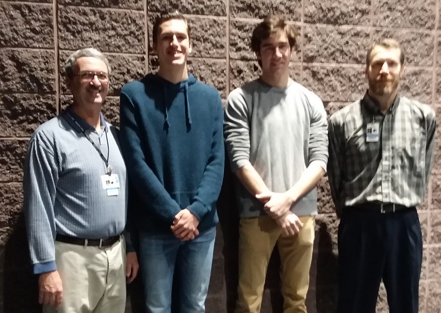 Seniors Devin Lohman and Bryce Smith stand next to Star Teachers Dan Gant (left) and Todd Little (right). The students earned the title of Star Student after they received the highest SAT scores in the senior class and then gave their most influential teacher the Star Teacher award. 