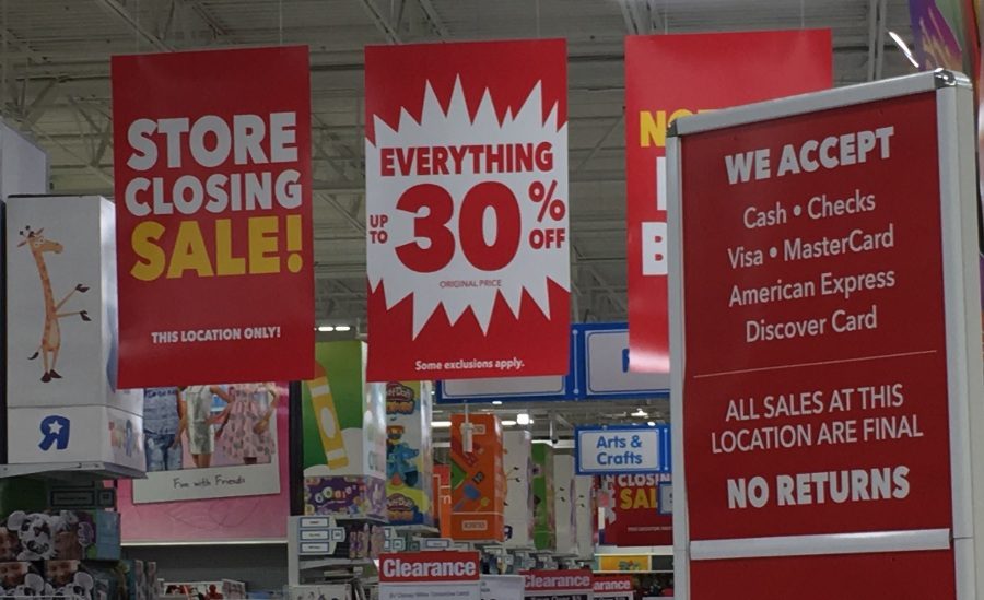 Store closing notices occupy the Inside of Toys R Us in the Fayette Pavillion shopping center in Fayetteville. By the end of February, one-fifth of Toys R Us locations will have closed their doors permanently.