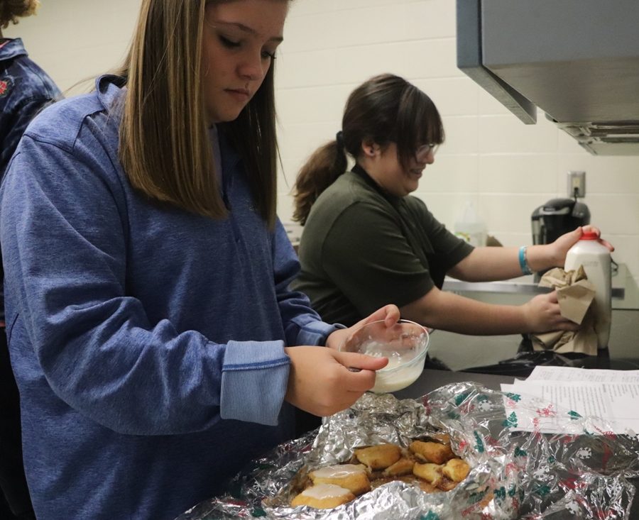 Culinary art students bake king cake just in time for Mardi Gras. The cakes were requested by the French Department to allow students to fully embrace the French origins of Mardi Gras.